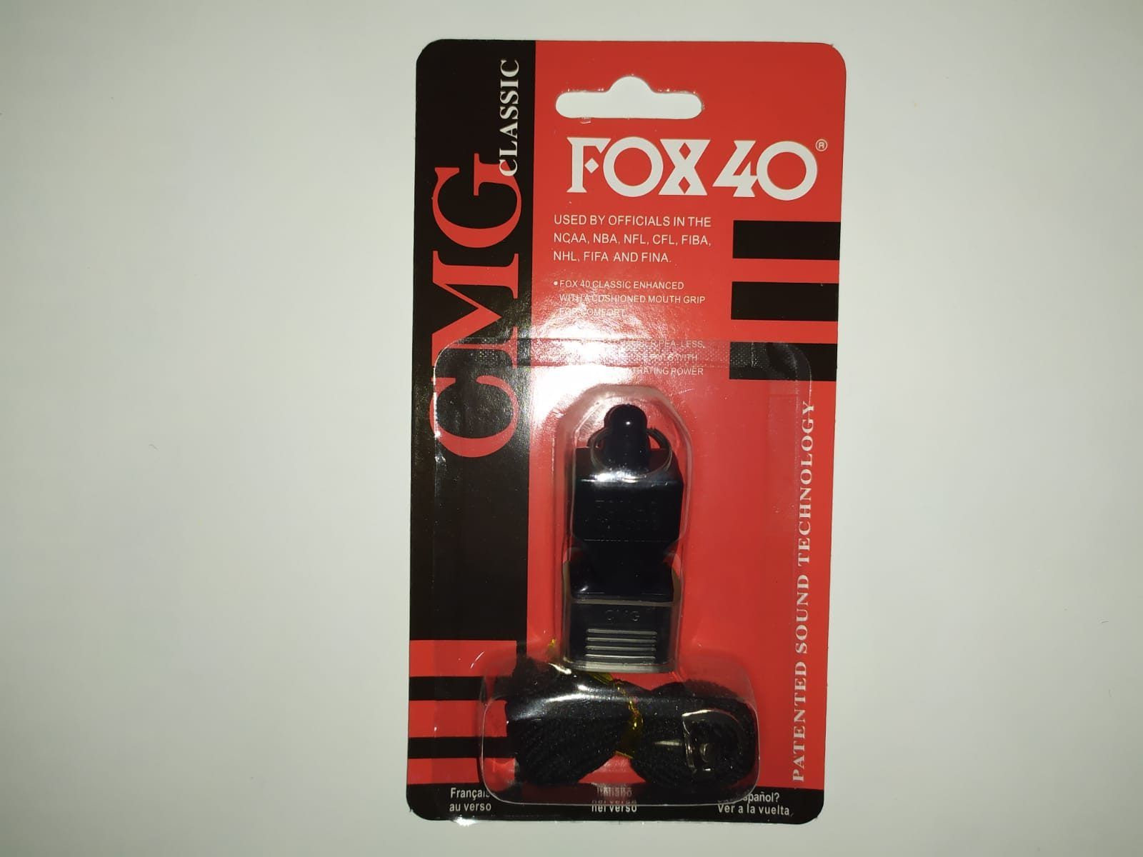Silbato Fox40 - CMG con protección en boquilla - negro